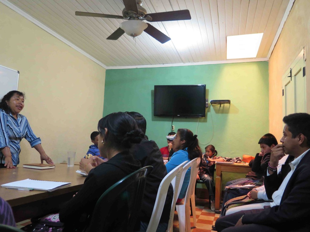 Mari before students in Guatemala